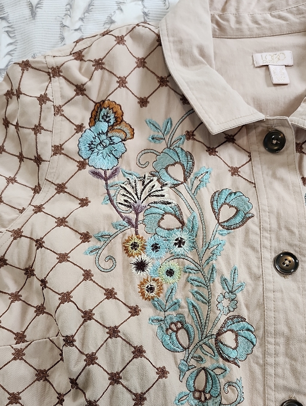 LOGO Lavish By Lori Goldstein Embroidered Boyfriend Jacket 2X - Picture 3 of 13